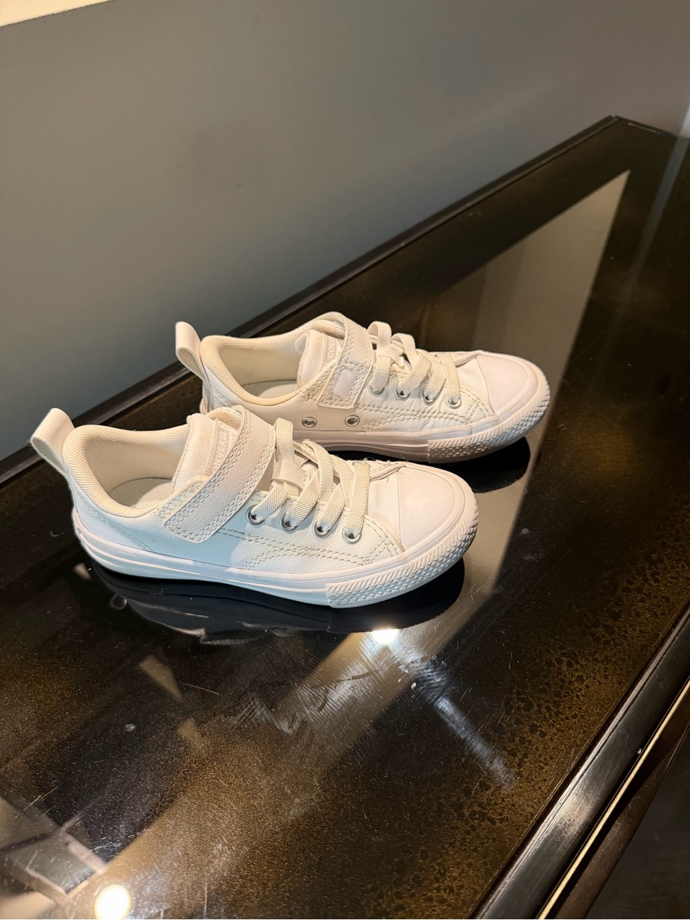 Converse Kids White Low-Top Canvas Sneakers with Hook-and-Loop Strap